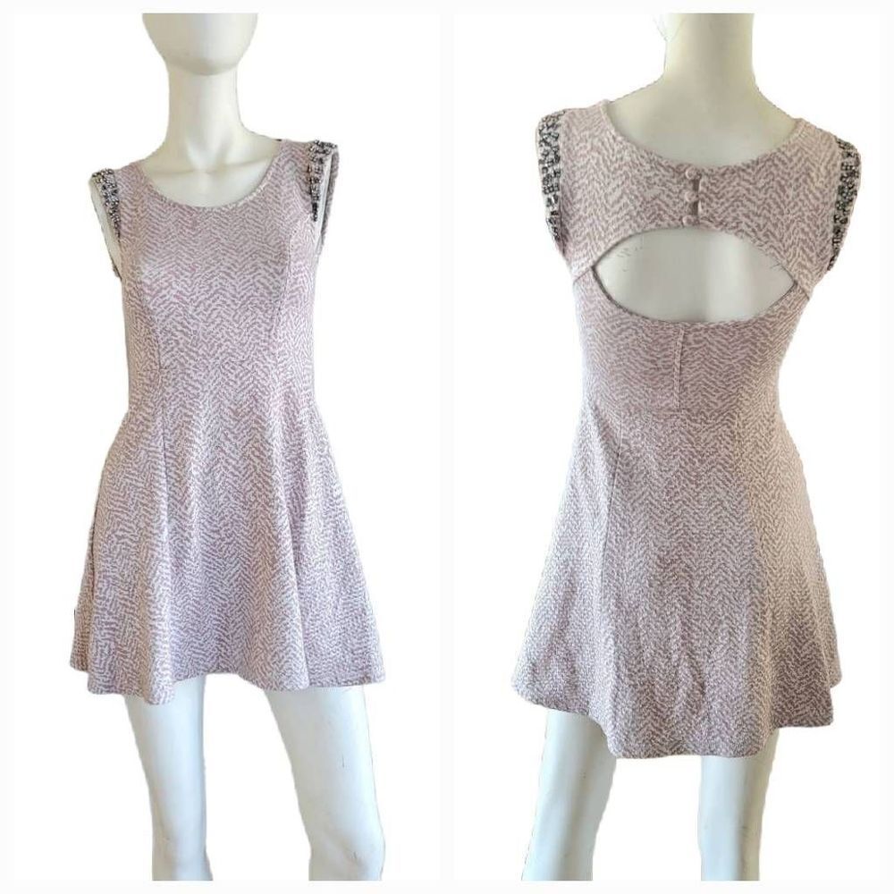 Free People womens Sz XS pale pink embellished dress